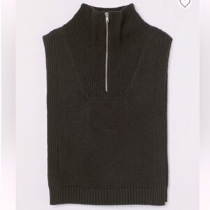 H&M Rib-Knit‎ Collar with Zipper Black Wool Blend Turtleneck Vest Wool Blend